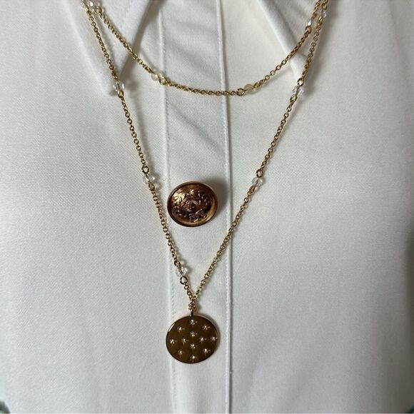 J.Crew Double Strand Hold Tone Beaded Sparkles This is My Lucky Charm Necklace - Picture 2 of 10